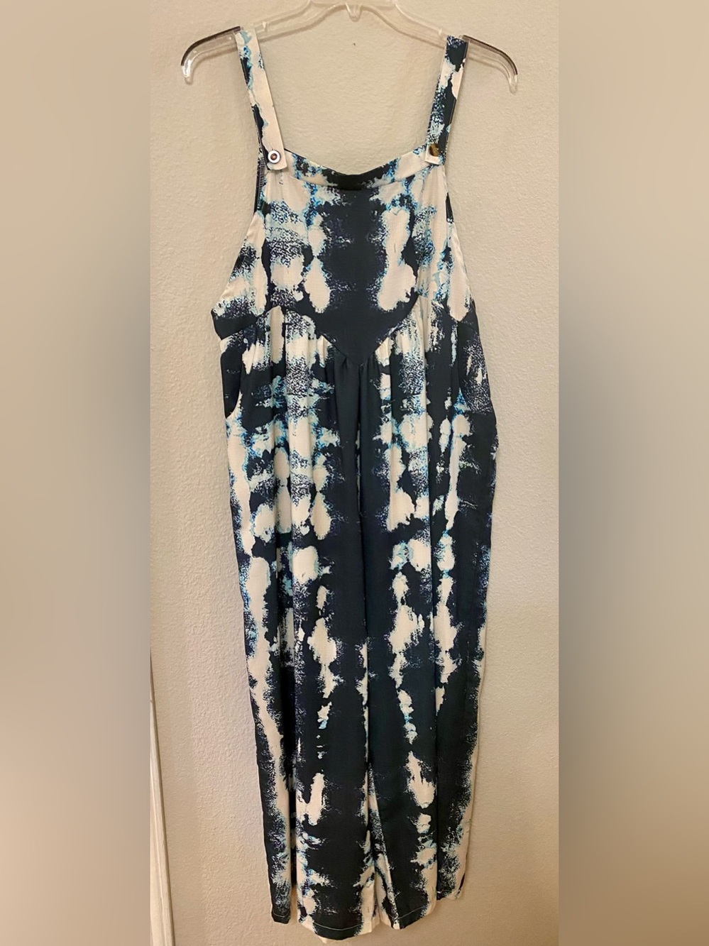 Blue and White Tie Dye Overalls Jumpsuit - Size 2XL - EUC!